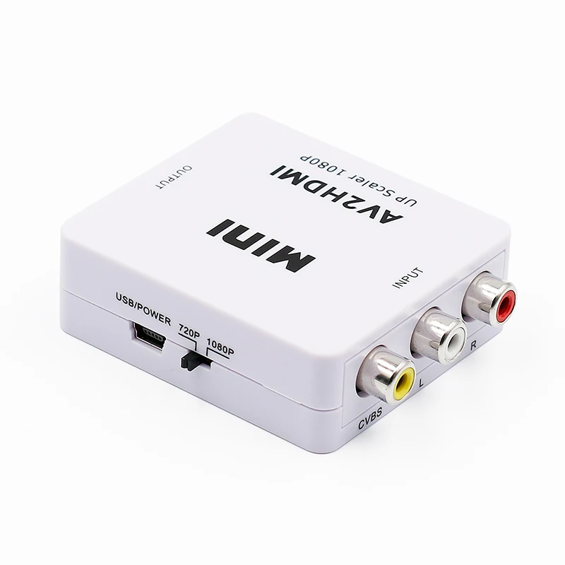 Композитный мини преобразователь видео 1080P AV RCA в HDMI адаптер Full HD 720/1080p UP Scaler AV2HDMI
