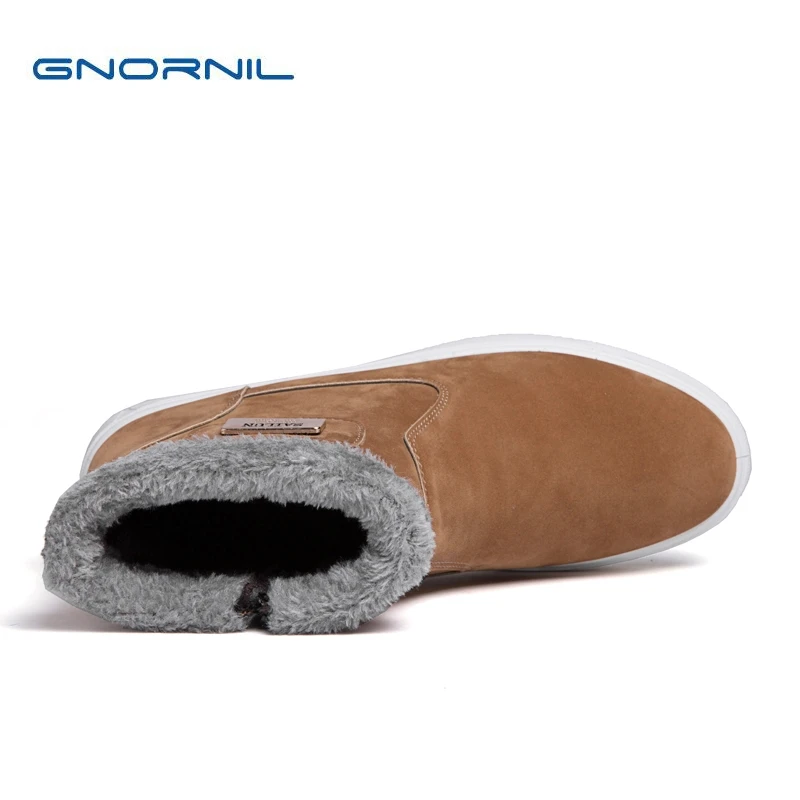 GNORNIL/Брендовые мужские зимние ботинки из флока с боковой молнией зимняя теплая