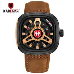 KADEMAN мужские часы квадратные военные спортивные наручные часы креативные модные кварцевые часы камуфляжные кожаные Наручные часы Relogio