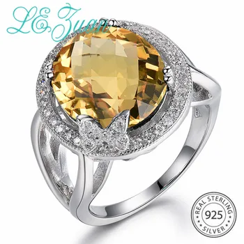 

L&zuan 7.57ct Natural Citrine Rings 100% Sterling Silver Jewelry Ring For Women Trendiest Round Gems Butterfly Luxury Ring