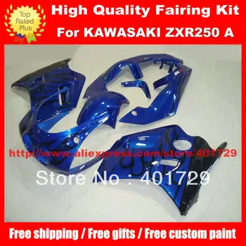 

High grade motorcycle bodywork for Ninja ZXR-250 ZX R250 ZXR250 black flame blue custom oaint fairing set