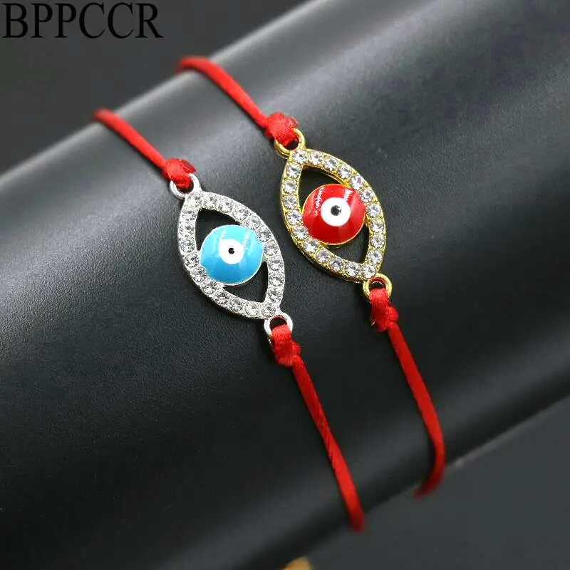 BPPCCR 2pcs/set Cubic Zirconia Silver Color Evil Eye Braid Charm Bracelets Red Rope Thread Strings Lucky Pulseras Women Lovers | Украшения