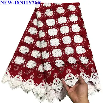 

New Arrival Wine Red african guipure lace Fabrics High Quality with stones Water soluble lace fabric For a wedding dress MMK03