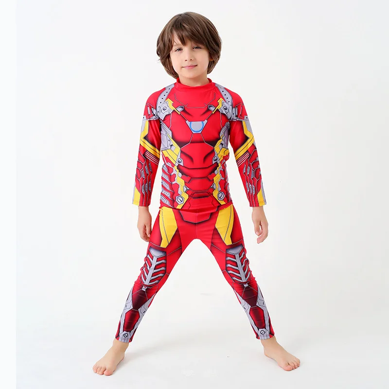 

Boy Swimwear Child Sunscreen Long Sleeved Split Spider Man Rash Guard Tops Pants Cool Cartoon Swimming Suits Baby Kids Swimsuit
