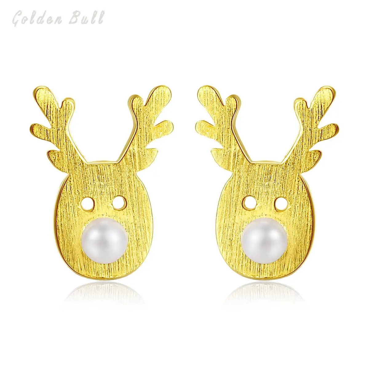 

S925 Sterling Silver Christmas Deer Pearl Earrings Korean Sweet Little Fresh Girls Silver Jewelry Earring Chrismas Jewelry