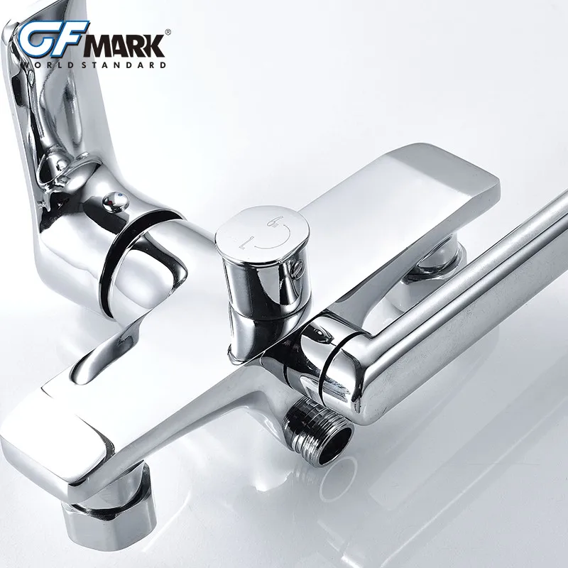 GFmark настенный смеситель для ванной комнаты с длинным Изливом ванны ручным душем