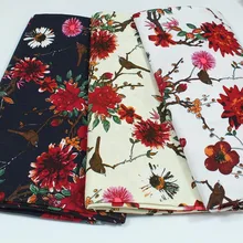 Хлопок и лен красный цветок Слива китайский Hwamei цветочный принт текстиль для DIY Ручная работа скатерть шторы блузка платье ткань