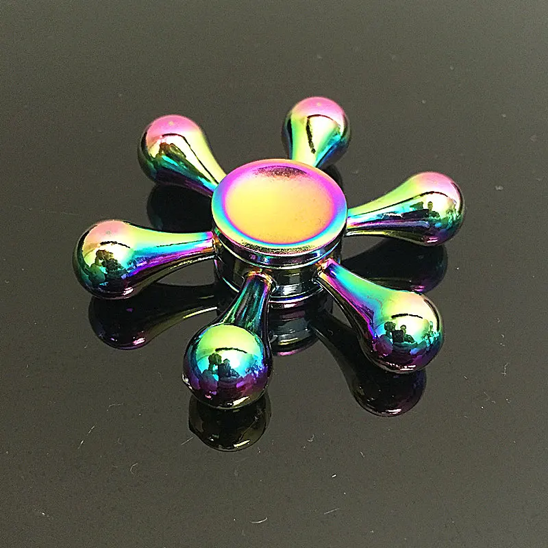 

Six drop Fidget Spinner Metal Rainbow Dragon Hand Finger Spinners Autism ADHD Focus Anxiety Relief Stress SZJD