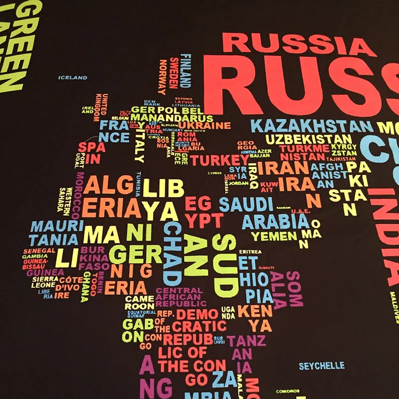 Комплект постельного белья черного цвета с рисунком карты мира 3