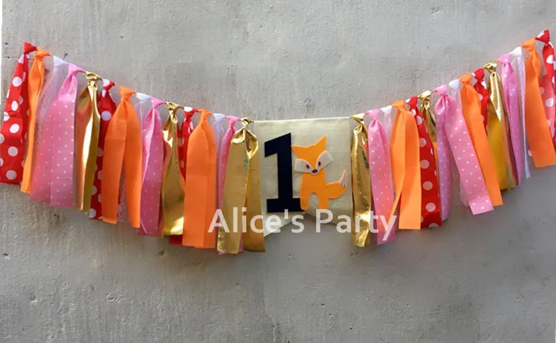 

New Fox Highchair Banner Hunting Tribal Camping Woodland 1st Birthday Garland Decoration Jungle Woodland Animal Cake Smash Flag