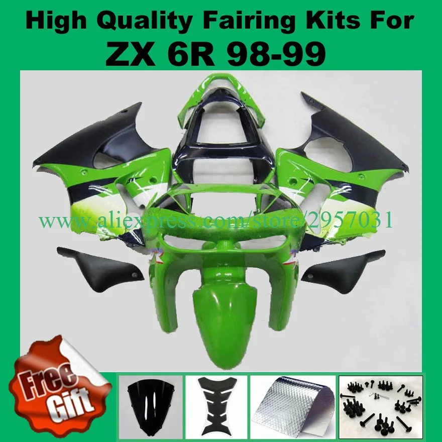 9 подарков + комплект обтекателей для KAWASAKI Ninja 636 ZX 6R 1998 1999 ZX6R 98 99 Обтекатели Черный