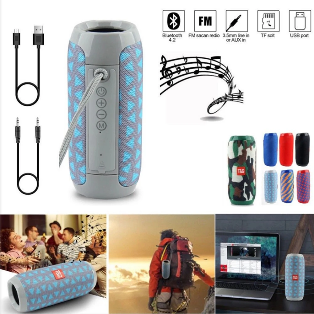 

Portable Speaker Wireless Bluetooth Speakers Soundbar Outdoor Sports Waterproof Support TF Card FM Radio AUX Input MP3 TG117