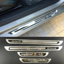 Автомобиль-Стайлинг Нержавеющая сталь боковой двери накладки для порогов автомобиля отделкой Fit автомобильные аксессуары для Skoda Octavia A5 A7 2007-2012 2013-2018