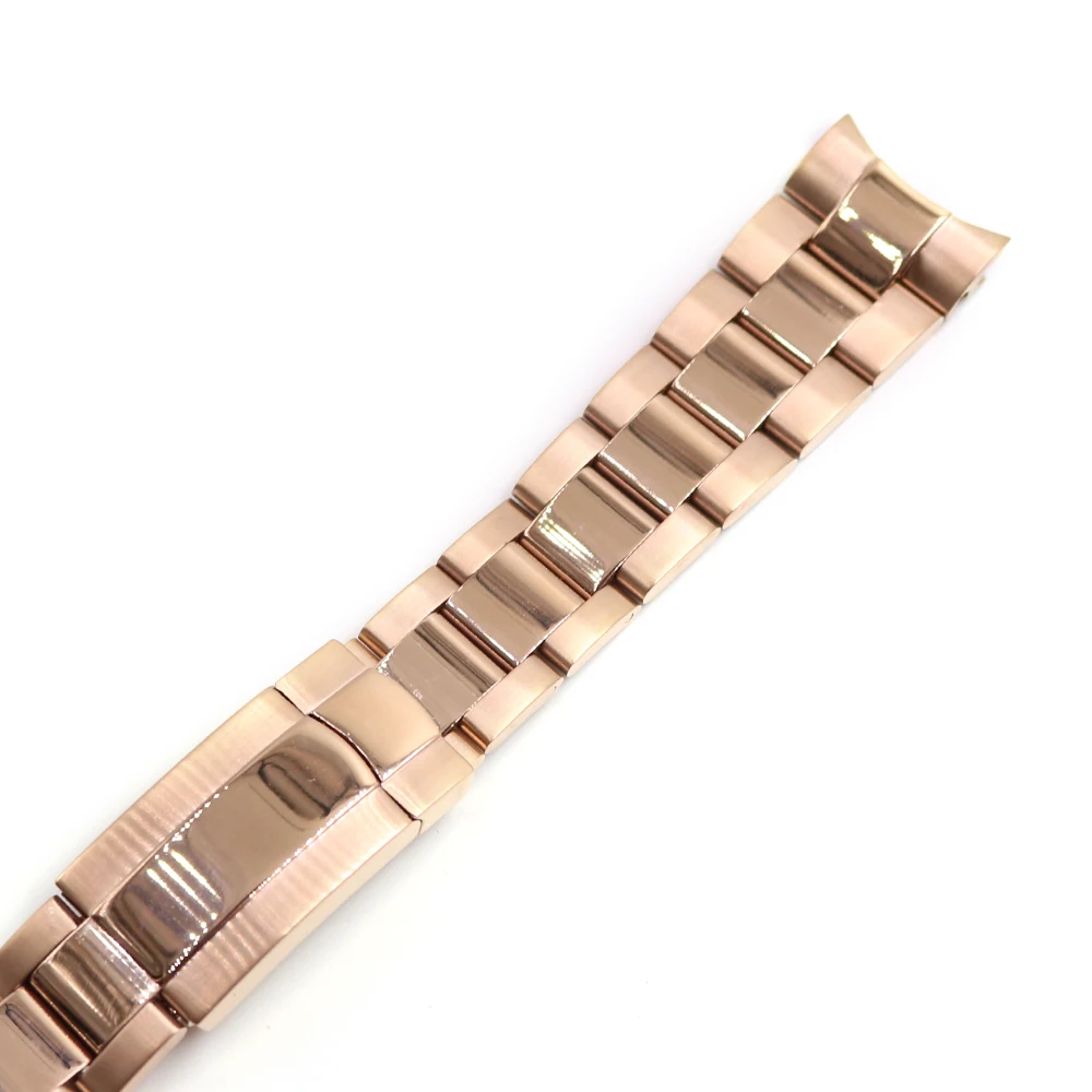 CARLYWET 20mm Gold Silver Steel Solid Curved End Screw Links Deployment Clasp Watch Wrist Band Bracelet For Submariner GMT