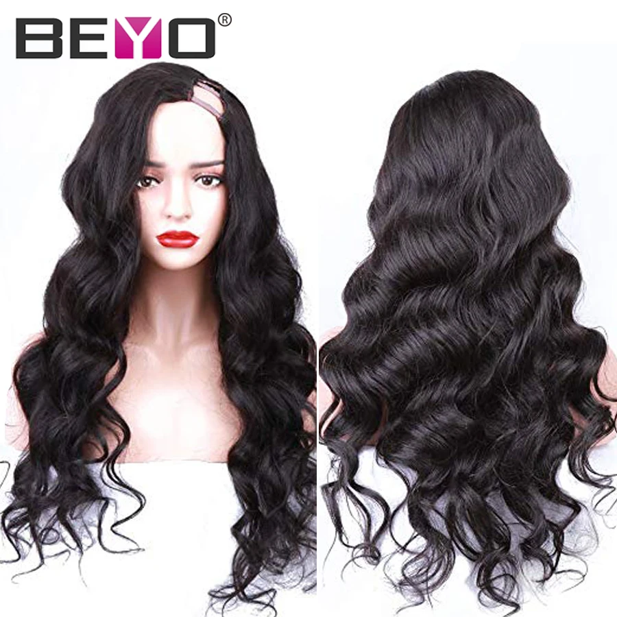 

U Part Wig Glueless Human Hair Wigs For Women Brazilian Body Wave Lace Wig 10-26 Inch 150/180 Density Natural Color Remy Beyo