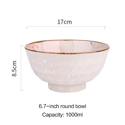Японская цветущая вишня Снежинка глазурь ручная роспись керамическая посуда Ретро тарелка миска для риса набор бытовой посуды - Цвет: U