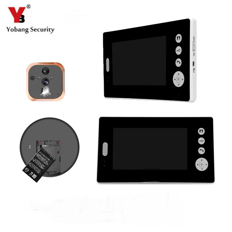 

YobangSecurity 2.4G 7" LCD Wireless Video Door Phone Doorbell Peephole Viewer Door Camera Home Security Kit 1 camera 2 Monitor