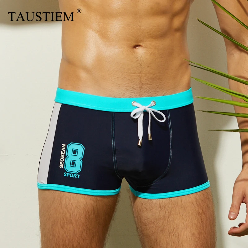 

New Summer Sexy Mens Swimwear Brand Man swimsuits Swimwear Swim Boxer Shorts Trunks Men No.8 Print Swimming Shorts Surf Shorts