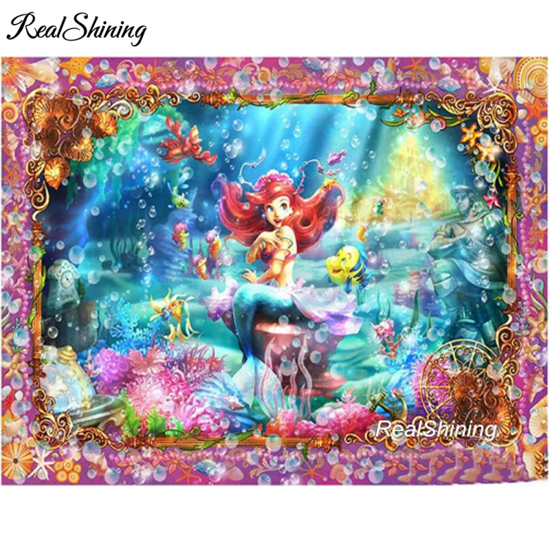 

REALSHINING Full Sqaure,Diamond Embroidery,5D,diy,Diamond Painting Cartoon Mermaid,Stitch Cross,Diamond Mosaic,Needlework FS1476