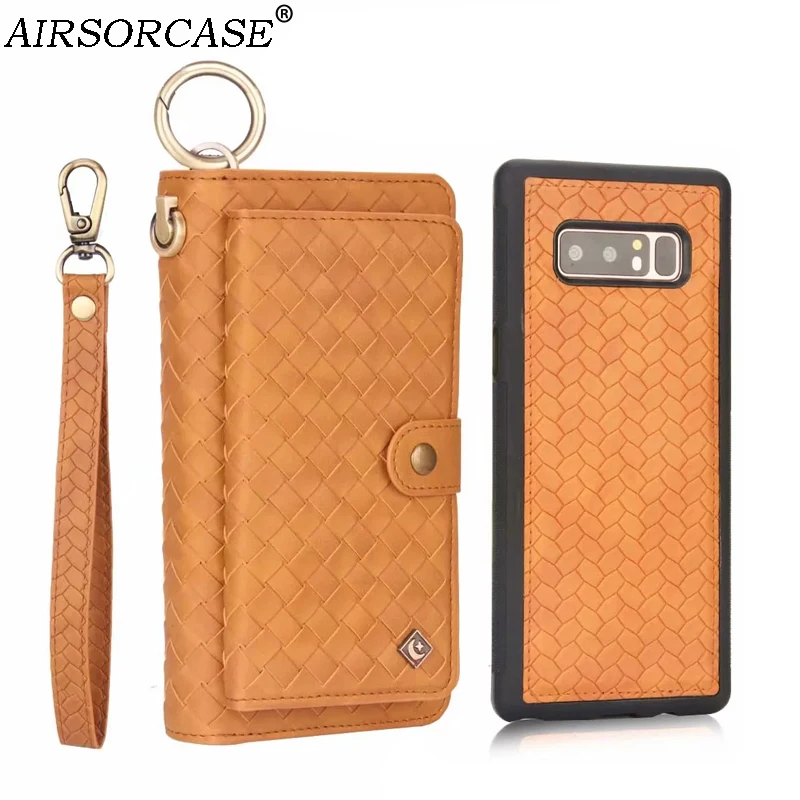 

Weave Texture Multifunction Zipper Wallet Case Phone Bags for Samsung Galaxy Note 8 Note8 N950F PU Leather TPU frame Back Cover