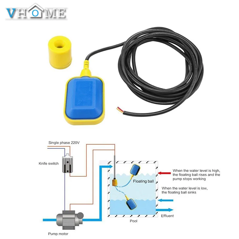 

Vhome 2M 3M 4M 5M Controller Float Switch Liquid Switches Liquid Fluid Water Level Float Switch Controller Contactor Sensor