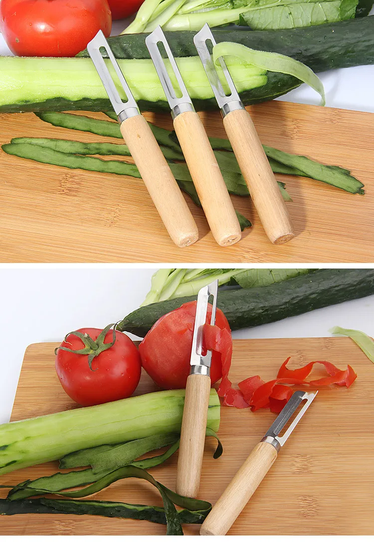 

1PC Stainless Steel Cutter Vegetable Fruit Apple Slicer with Wood Handle Potato Peeler Parer Tool KX 197