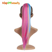 MapofBeauty, 20 дюймов, длинные прямые синтетические разноцветные накладные волосы на заколках, коготь, конский хвост, термостойкие накладные натуральные накладные волосы