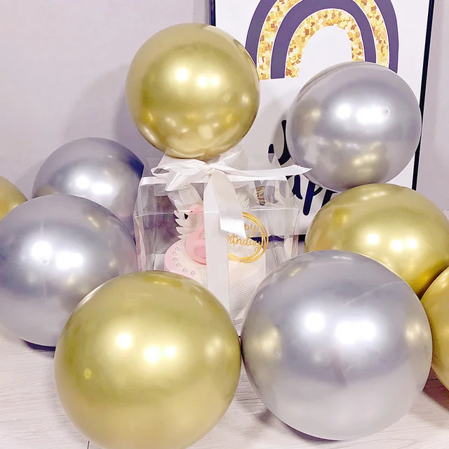 

Glossy Chrome Metal 4D Bubble Gold Silver Wedding Birthday Party Decoration Balloons 30pcs Helium balls Ballon palloncino