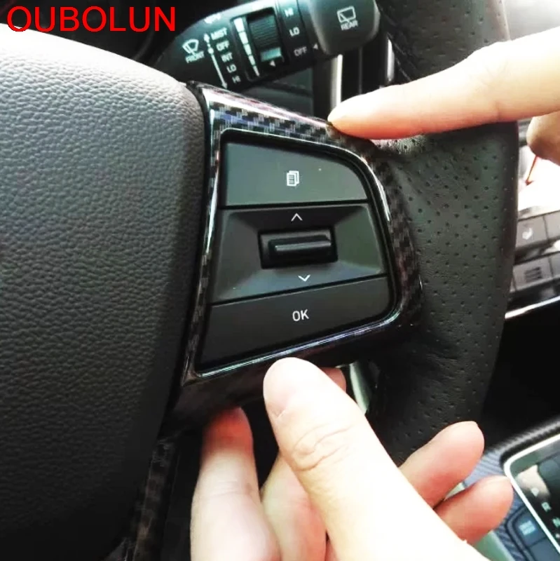 OUBOLUN для Hyundai ix35 2018 ABS Хромированная краска из углеродного волокна отделка Руля