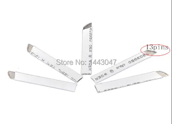 

Fresshipping 100Pcs /Lot Eyebrow 13-spong White Needles For Permanent Makeup Manual pen