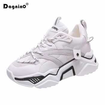 

2019 New Platform Sneakers For Women Fashion Autumn Breathable Mesh Luxury Chunky Sneakers Women High Sole Leather Casual Shoes