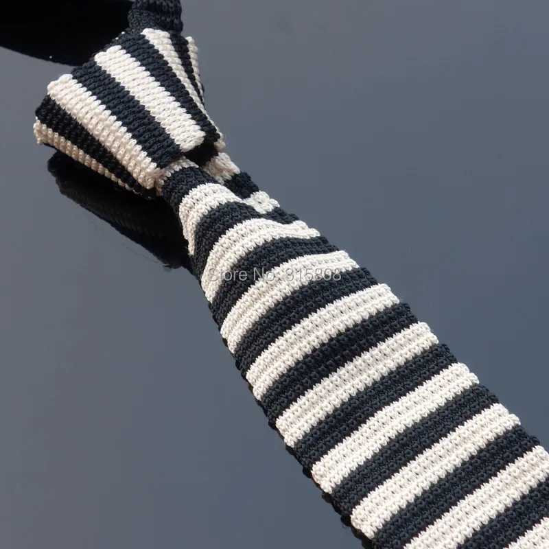 Unique Knitted Narrow Ties Neck Tie Men's Black Beige Striped (as pic show) Necktie width5cmin