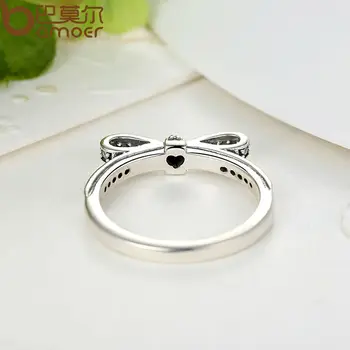 Silver Sparkling Bow Ring Micro Pave CZ for Women 2