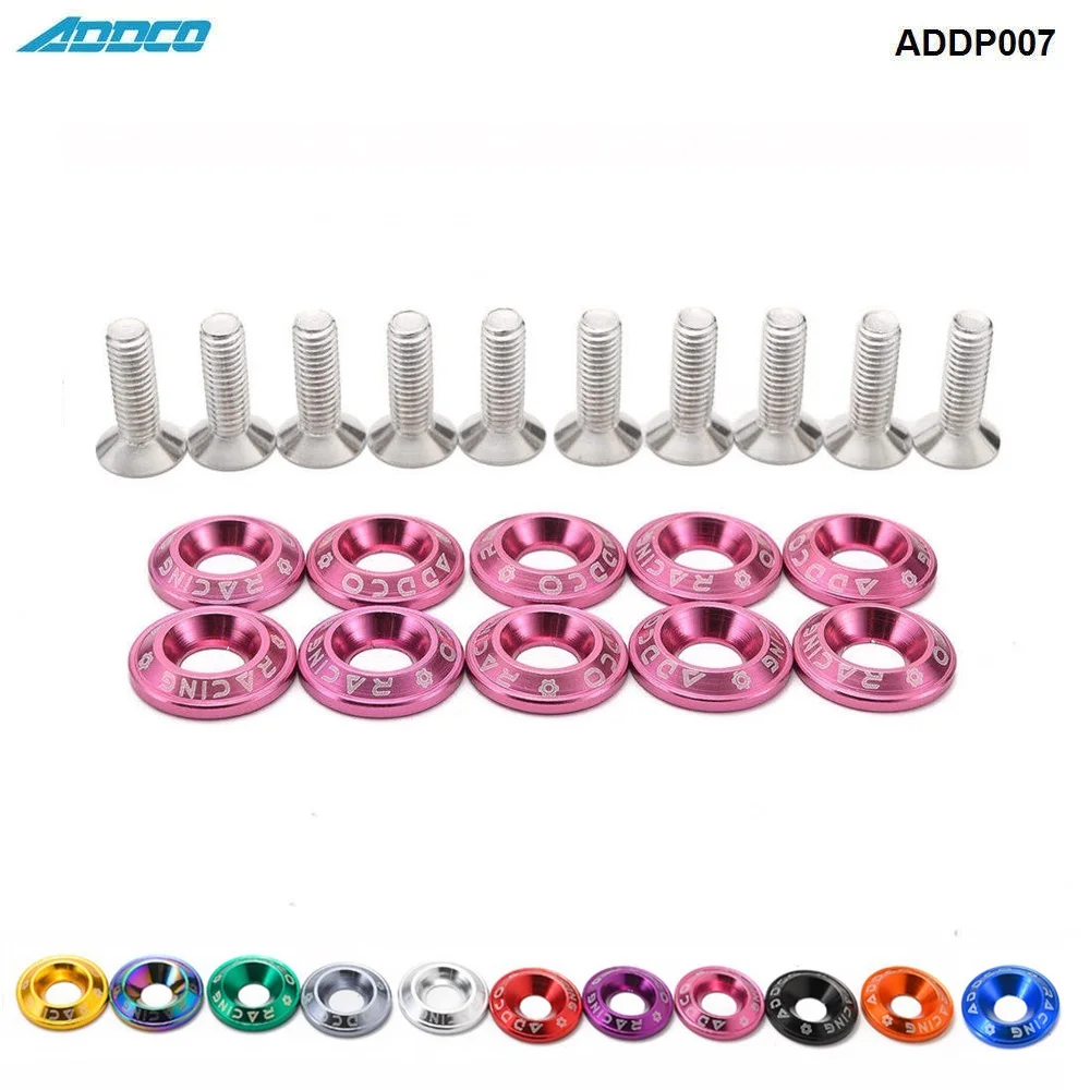 

Addco Sport M6 10Pc Hex Screw Bolt Bumper Fender Washer Anodized Aluminum Universal ADDP007