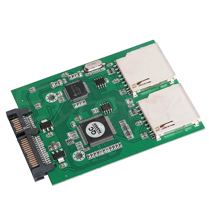 New2 Port Dual SD SDHC MMC RAID to SATA Adapter Converter For Any Capacity SD Card 2