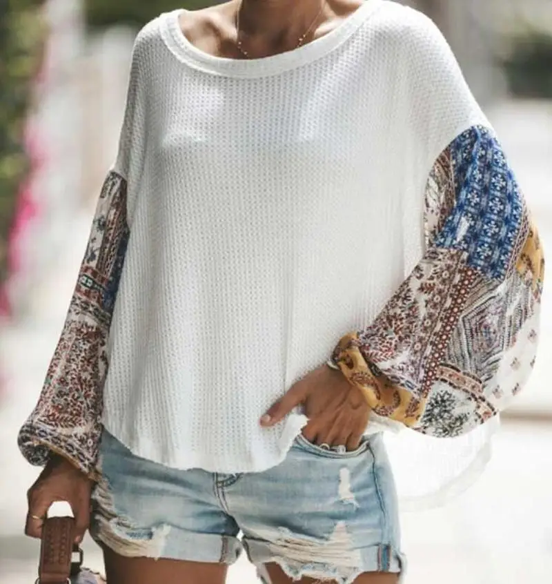 

ZOGAA Women Casual Plus Size Sweater Lady Knitted Sweater Patchwork Long Sleeve Taps 2019 Spring Loose Print Womens Sweaters