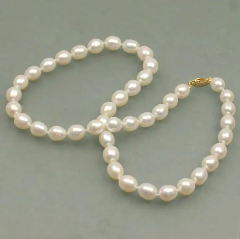 charming AAA 10-12mm akoya white natural pearl necklace 18" yellow Gold Clasp