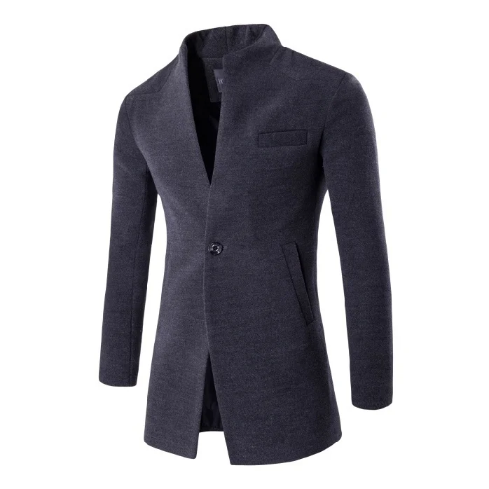 ZOGAA, осенне-весеннее пальто, повседневное шерстяное пальто, Мужская одежда, ветровка, мужской длинный тонкий кардиган, куртка, пальто, воротник-стойка - Цвет: 2