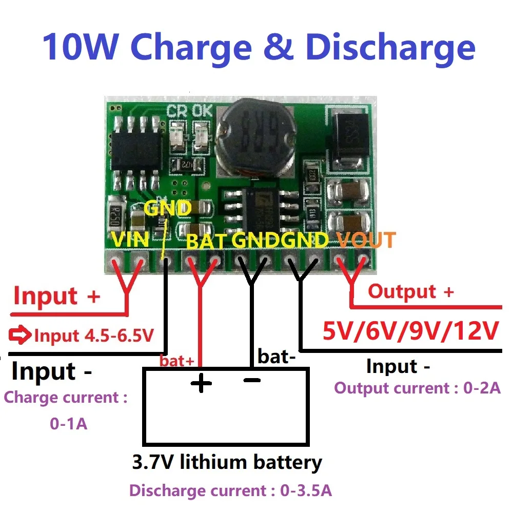 10 Вт 3,7 в 4,2 в зарядное устройство и 5 в 6 в 9 в 12 В Dis зарядное устройство плата DC преобразователь Повышающий Модуль UPS diy Li-lon LiPo литиевая батарея