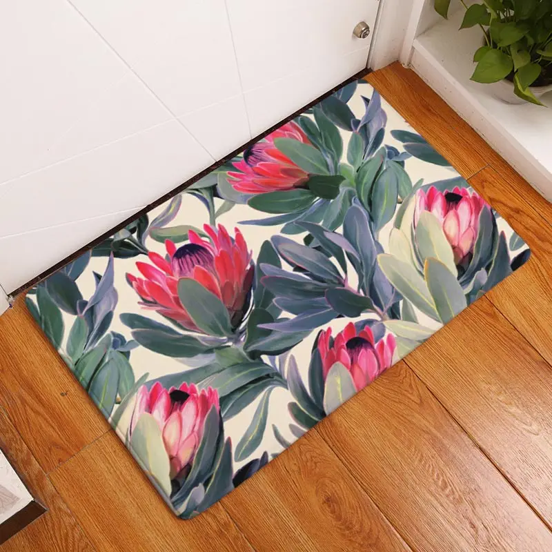 Beautiful Flowers & Plants Printing Carpet Anti Slip Floor Mats For