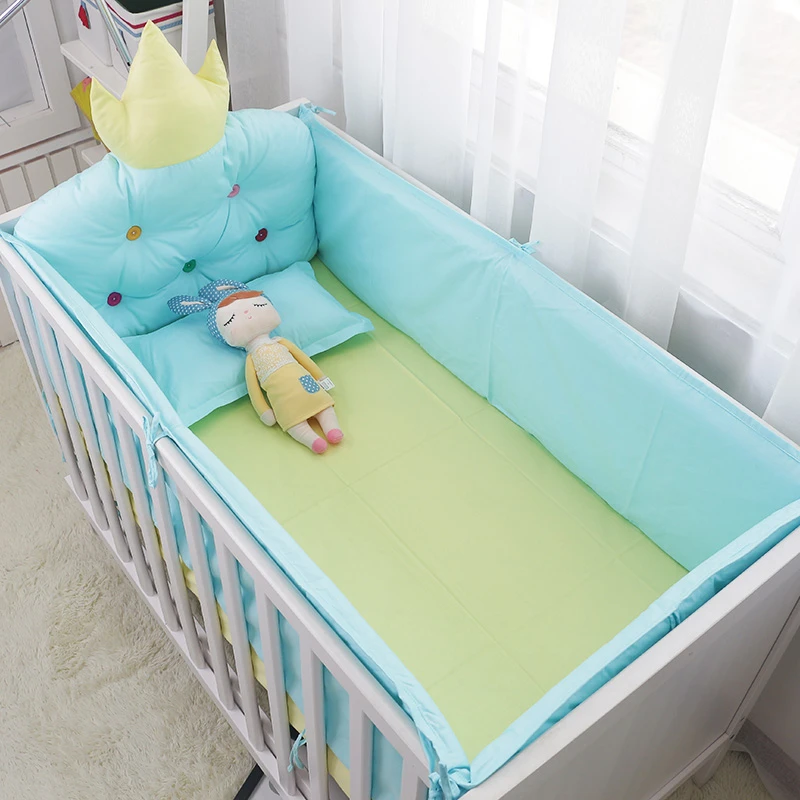 Ensemble De Literie De Luxe En Coton Pour Bebe Linge De Lit De Marque De Qualite Avec Grande Couronne Dossier De Berceau Tour De Lit Avec Pare Chocs 5 Pieces Aliexpress