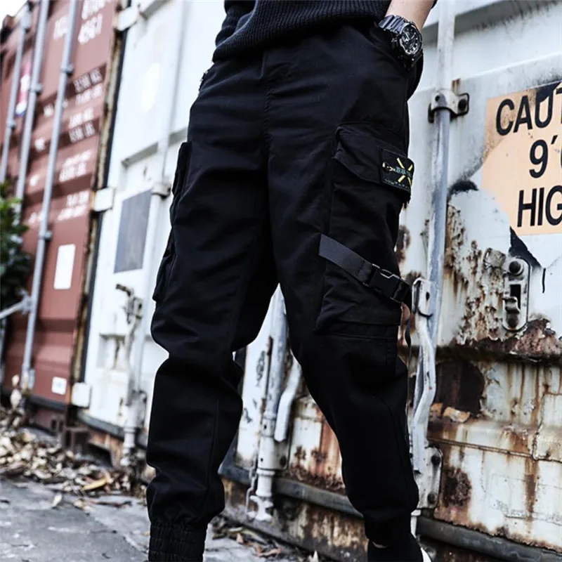 Hip Hop Ankle banded pants Mens Streetwear Black Jogger Pants Men Cargo Pant Trousers Elastic Waist Men Harem Pants