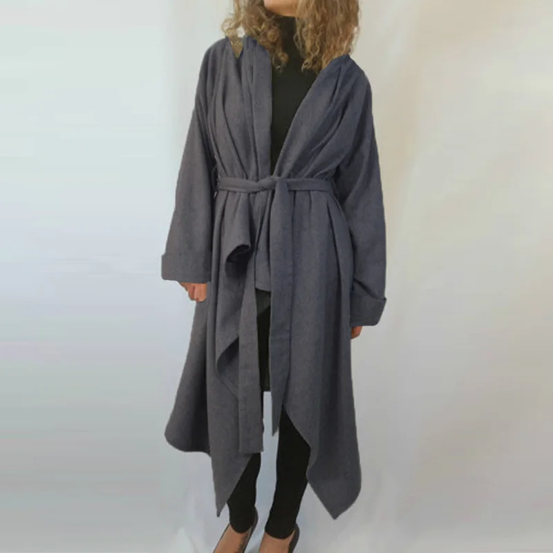 gris Femmes De Chaud À Élégant Office Lady kaki D'hiver Survêtement Manches Longues Outwear Manteaux 2018 Irrégulière Dames Noir Mélange Vestes Travail Hoodies Laine YyvIbm67gf