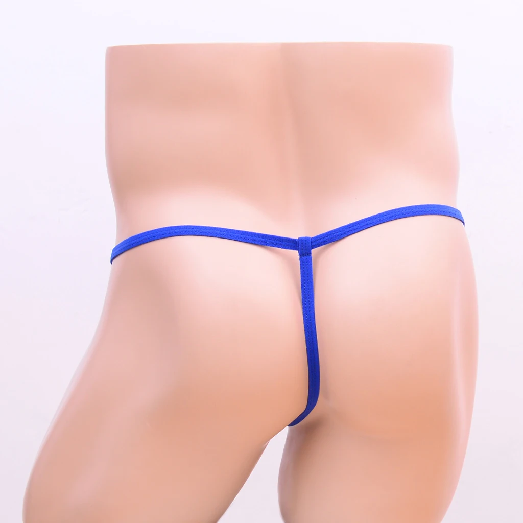 Men's Open front Shiny Stretch Pouch Sexy Hollow-out Soft & Breathable Thong Underwear -Multi Color