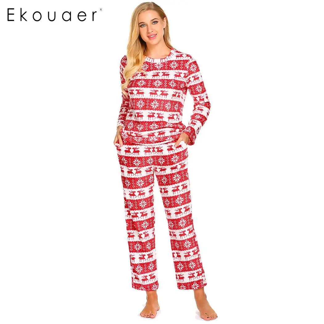Ekouaer Womens Pajamas Set Long Sleeve Raglan Shirt and Pants Pj Lounge Set Print Sleepwear