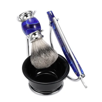 

4 In 1 Shaving Razor Set Shaving Holder + Straight Razor + Soap Bowl + Blaireau Brush Male Shaving Tool Facial Cleaning Tools