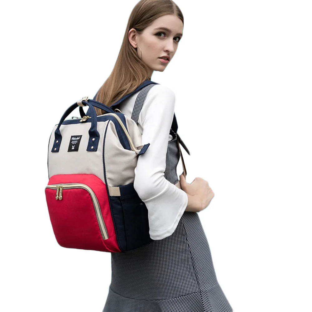 

Fashion Organizer Baby Diaper Bag Backpack For Mom Maternity Nappy Bag For Stroller Bag Casual Patchwork Color With Soft Handle