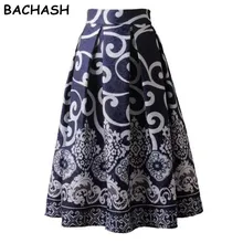 BACHASH осень зима шикарные винтажные цветочные модные юбки женская плиссированная пачка короткая юбка элегантная высокая талия миди бальное платье