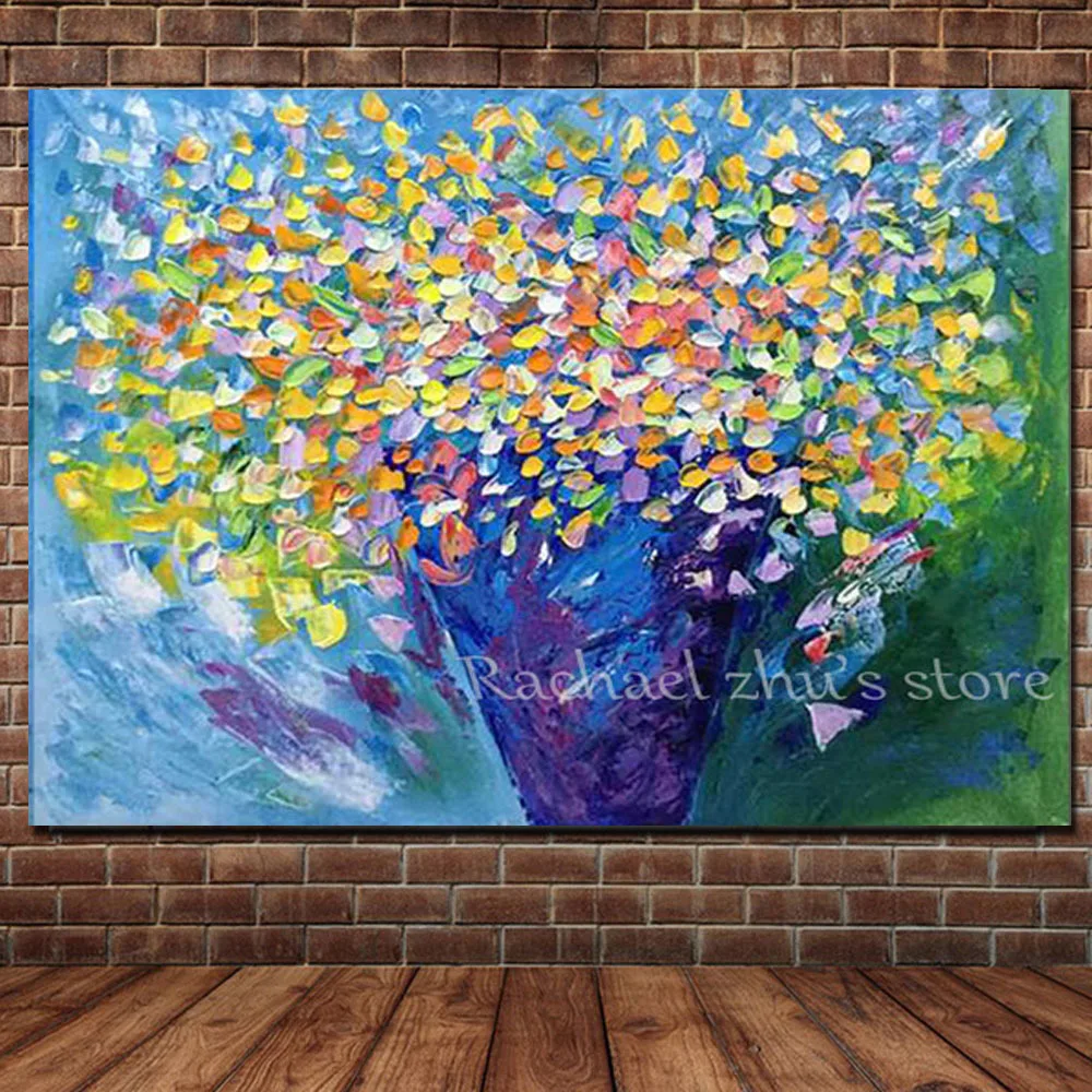 

New Arrival Hand Painted Abstract Flower Oil Paintings On Canvas Modern Bed Room Living Room Flower Wall Art Pictures Home Decor