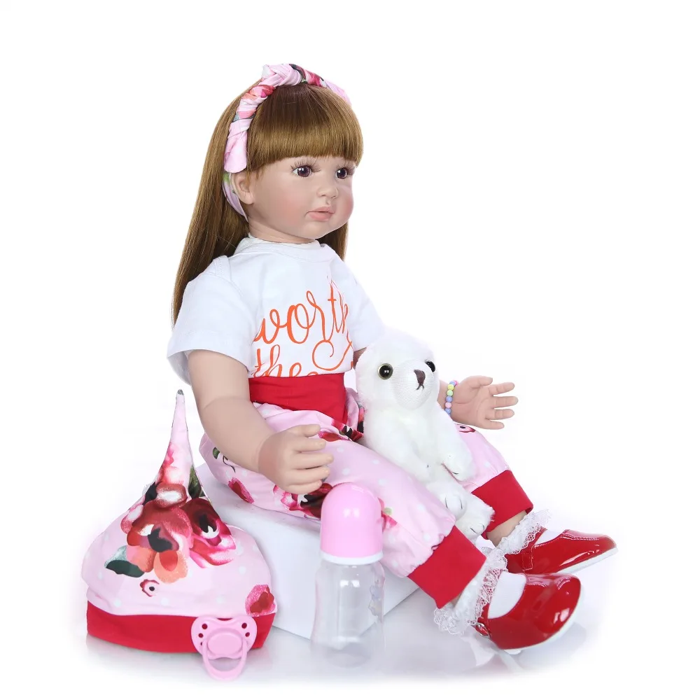 Fashion 24 Inch Reborn Baby Doll 60 cm Silicone Soft Realistic Princess Girl Babies Doll Toy Ethnic Doll For Children's Day Gift